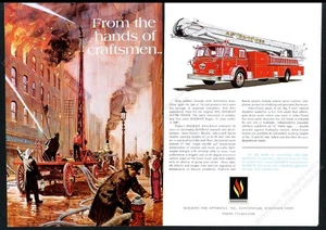 1970 Seagrave Feuerwehr Astro Tower LKW illustriert Vintage Trade Print Anzeige - Bild 1 von 7