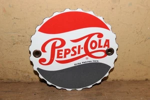 Letrero de metal de porcelana raro vintage de Pepsi Cola Match Strike cigarrillo soda pop - Imagen 1 de 3