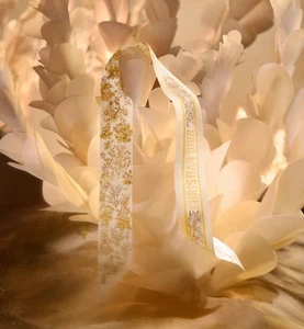 Dior Millefiori Mica Scarf Ivory Gold Silk Twilly 120419825 - Picture 1 of 9