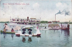 Postkarte Indiana Wayne Winona See Wasser Karneval Kosciusko County 1911   - Bild 1 von 1