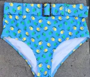 Boden Fabulous Turquoise Lemon & Lime Print Belted Swimming Pants Size 12 BNWT - Picture 1 of 9