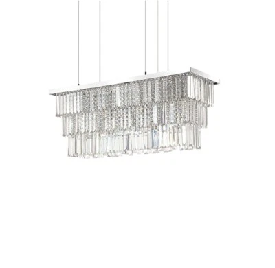 IDEAL LUX MARTINEZ SP6, sospensione classica in cristallo lampadario soggiorno - Immagine 1 di 2