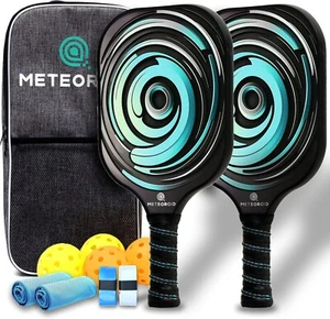 Pickleball Paddles Set of 2– USAPA Approved Fiberglass Rackets with 4 Balls - Picture 1 of 7