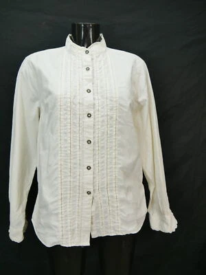 Gr.48 Trachtenbluse creme Bluse für Dirndl Distler Baumwolle mit Spitze - Bild 1 von 4