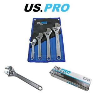 US PRO 4pc Adjustable Wrench / Shifting Spanner Set 6" 8" 10" 12"  Chrome Finish