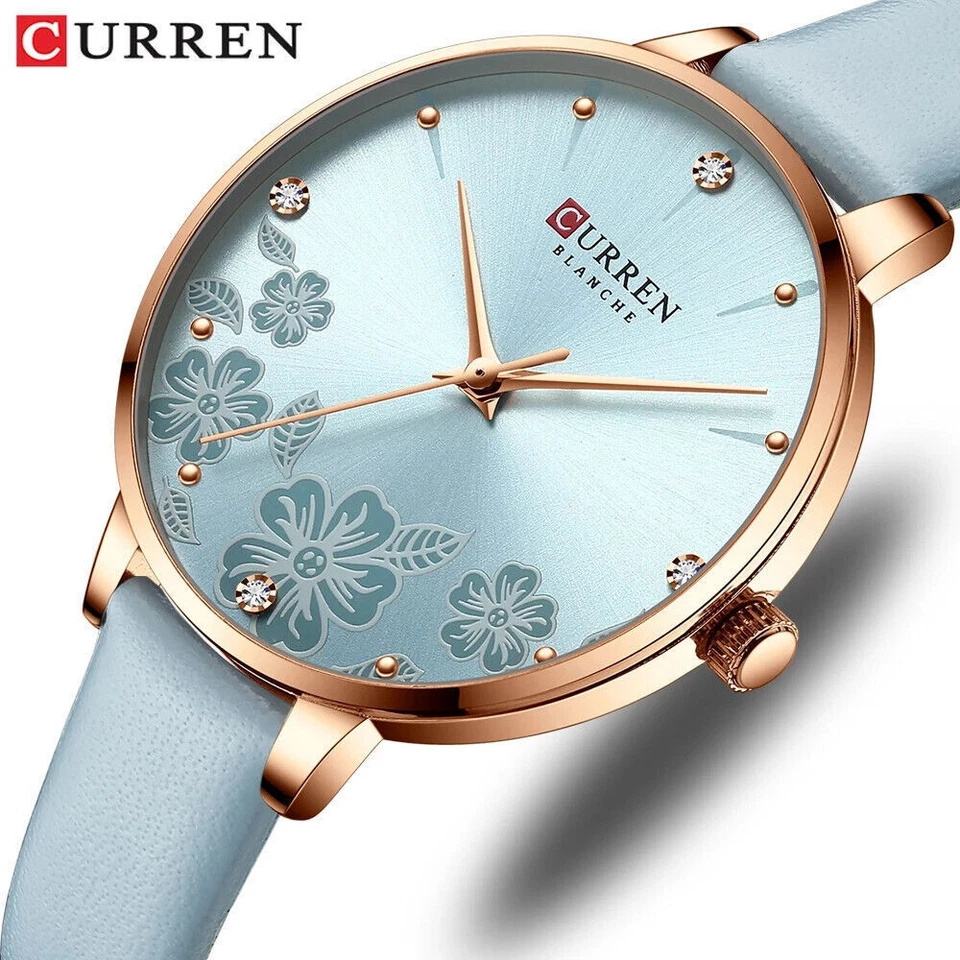 CURREN Women Watch Leather Strap Elegant Girls Wristwatch Ladies Sport Watches Foto 1 de 1