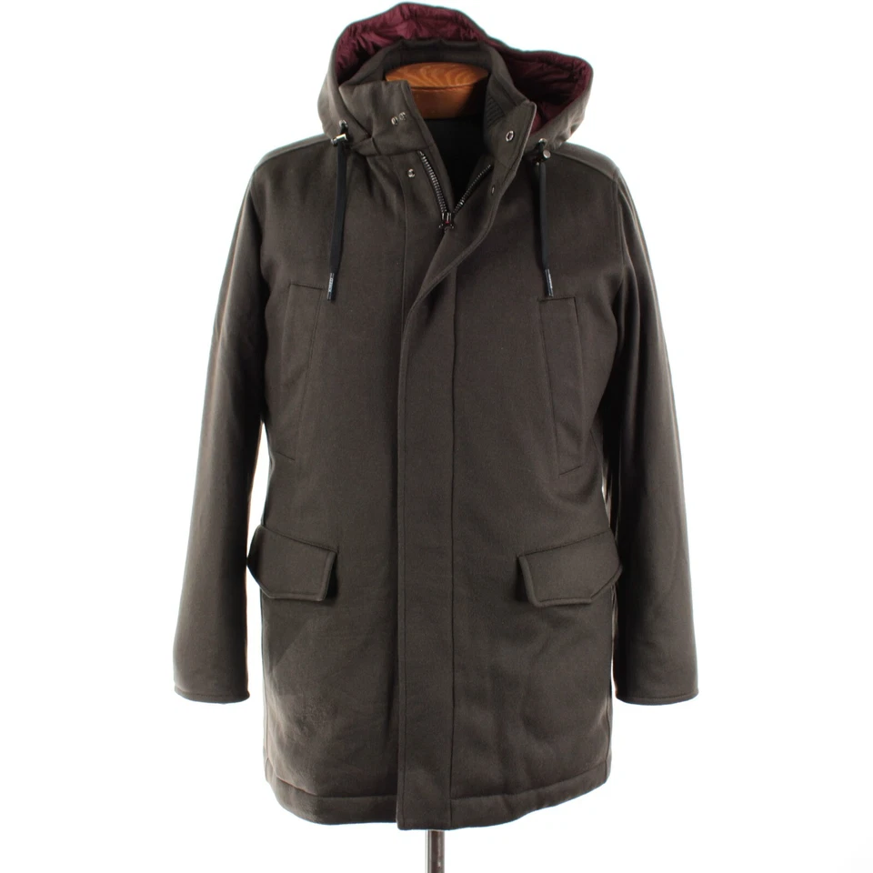 Kired Kiton NWT Kang 2 Cashmere Hooded Down Jacket Size 48 (S US) In Solid Brown - Image 1 of 4