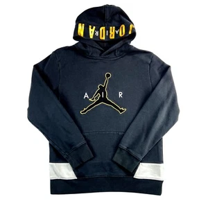 Air Jordan Jumpman Hoodie Sweatshirt Youth XL Black Metallic Gold Chenille logo - Picture 1 of 10