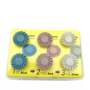 6 pz/set lucidatrice gomma dentale resina composita lucidatura disco RA 14mm kit ruota - Foto 1 di 10