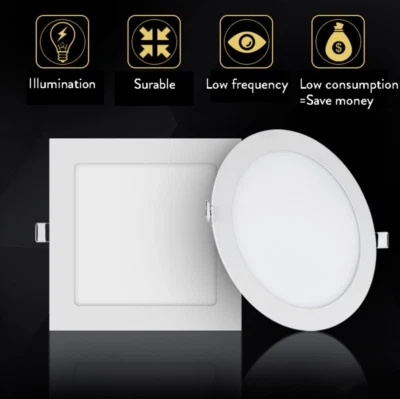 Dimmable Recessed LED Panel Light Ceiling Down Lights Lamp 6W 9W 12W 15W 18W 30W - Image 1 of 4