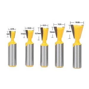 5Pc 1/2" Shank 8° and 14° Dovetail Joint Router Bit Set 6.35/9.52/12.7/15.9/19MM - Picture 1 of 2