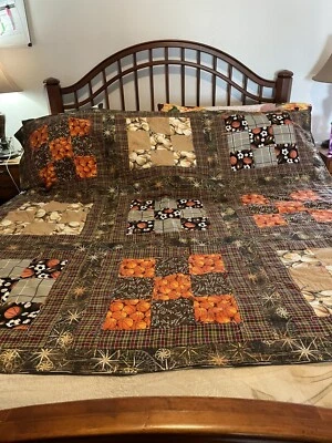 Handmaid sports quilt 60 x 62 baseball soccer basketball football Fall Colors - Image 1 of 4