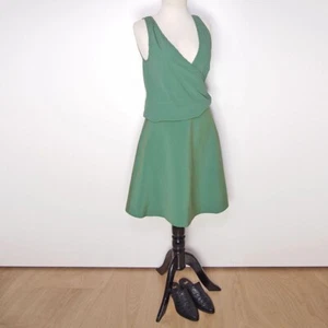 Costume National Wrap Dress A line Green Silk Sleeveless Womens Size M - Picture 1 of 5