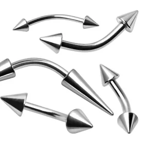 316L Surgical Steel Eyebrow Ring with Two Spikes, Lightweight & Comfy - Picture 1 of 4