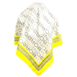 BORBONESE MONOGRAM STRIPES YELLOW SQUARE Silk scarf  27/26 in  #A36 - Foto 1 di 2