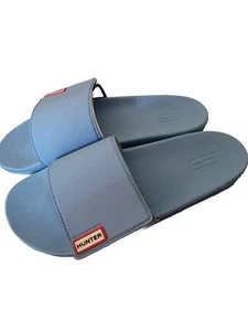 Hunter Original Slides Sandals Forget Me Not Blue Womens 11 UK 9 Adjustable - Picture 1 of 4