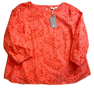 Preston & York Alexia rot orange Koralle Blumenöse 3/4-Ärmel-Bluse Größe XXL - Bild 1 von 7
