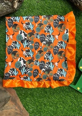 Orange Western Minky Baby Blanket - Image 1 of 2