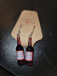 Budweiser Bottle Funny Novelty Dangle Hook Earrings New Homemade + Gift  - Picture 1 of 5