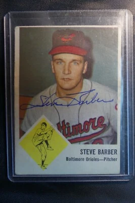 Tarjeta firmada Fleer Steve Barber 1963 Foto 1 de 2