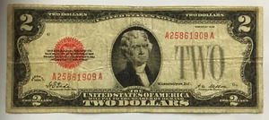Fr 1501 $2 1928 PLAIN TWO DOLLAR RED SEAL NOTE AA Block - Picture 1 of 2