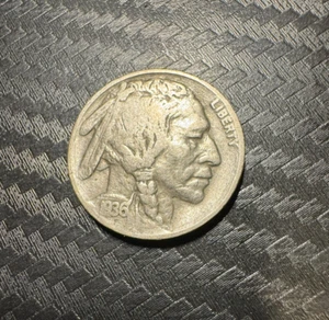 1936 Buffalo Nickel – Indian Head 5 Cent Coin – Classic U.S. Vintage Coin - Picture 1 of 2