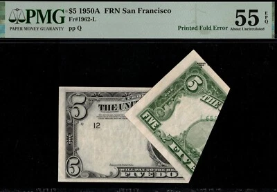 1950A $5 "MAJOR PRINTED FOLD" P.M.G #55EPQ - Image 1 of 3