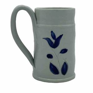 Williamsburg Pottery Salt Glaze Blue Flowers Handled Mug 10oz Hand Thrown - Imagen 1 de 10