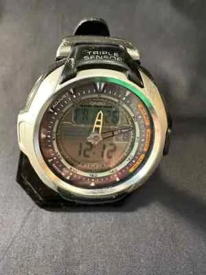 CASIO PAG 60 PATHFINDER TRIPLE SENSOR TOUGH SOLAR QUARTZ WATCH 2767 JAPAN MODULE - Image 1 of 4