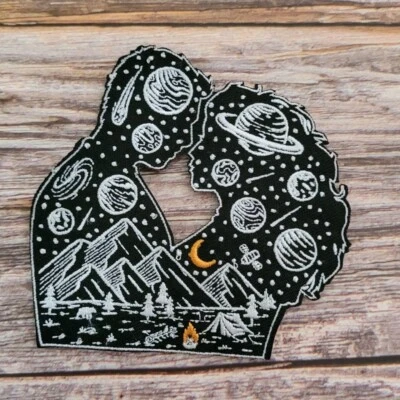 Outerspace Galaxy Couple Love Romance Comsic Twin Flame Embroidered Patch - Image 1 of 2