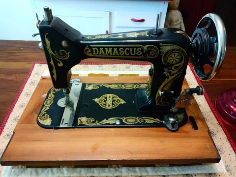 Antique Stunning Damascus Treadle Sewing Machine Head Montgomery Ward Cover