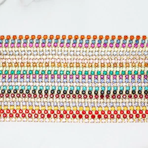 4mm 32pp Rhinestone Crystal Chain | DIY Crafting Trim | 3 pies - Imagen 1 de 2
