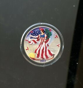 2001 $1 Silver Eagle Painted