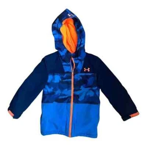 Under Armour Boys UA EAGLEUP Jacket Hooded Coat Blue Camo Size 7 EUC - Picture 1 of 4