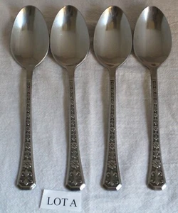4 Interpur FLORENZ Place/Oval Soup Spoons 8 Petal Flowers Stainless Steel KOREA - Picture 1 of 12