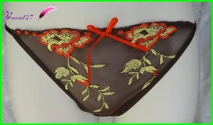 Slip ou String MIRIALE Marron Fleurs rouge et vert Taille S ou M ou L - AB7 - Imagen 1 de 13