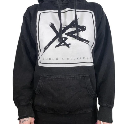 Young & Reckless Y&R Black Pullover Hoodie Streetwear Graphic Sweatshirt Sz S - Image 1 of 3