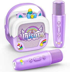 Mini Karaoke Maschine für Kinder Mädchen: Einhorn Tragbare Bluetooth Lautsprecher mit 2  - Bild 1 von 12