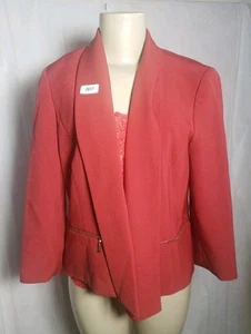 Chaqueta de traje Black Label by Evan Picone frente abierto para mujer talla 8 roja sin mangas extra - Imagen 1 de 11