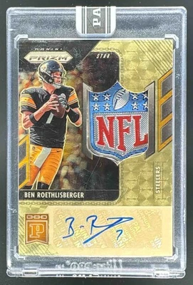 Ben Roethlisberger 2020 Panini Prizm Blockchain Gold Vinyl Shield parche automático 1/1 Foto 1 de 3