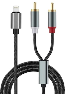 Lightning Rca Cables,iphone To Phono Adapter Cable Red & White Stereo Lead (2M) - Picture 1 of 9