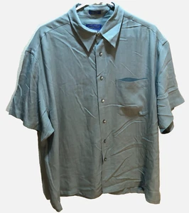 Pendleton Woolen Mill's Vintage 100% Silk Green Short Sleeve Button Camp Shirt L - Picture 1 of 2