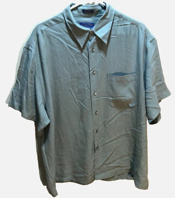 Pendleton Woolen Mill's Vintage 100% Silk Green Short Sleeve Button Camp Shirt L - Image 1 of 2