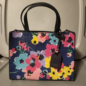 Kate Spade Sam Wildflower Bouquet Medium Satchel Navy Multi - Picture 1 of 11
