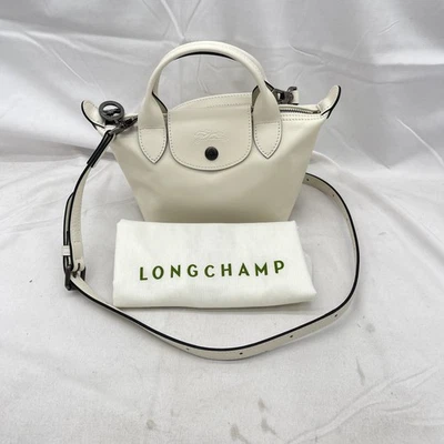 Longchamp Unisex Le Pliage Xtra XS Handbag Crossbody Leather Ecru Pre-Owned - Image 1 of 4