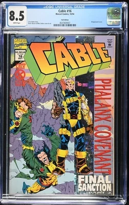 CABLE #16 (Marvel:1994) Wolverine Wraparound Foil Cover CGC 8.5 (VF+) White Page - Image 1 of 3
