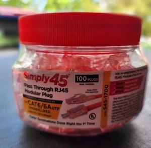 Simply 45 ProSeries RJ45 Modular Plugs 100 Count S45-1700 - Afbeelding 1 van 2