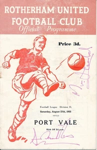SIGNIERTES PROGRAMM - Rotherham United v Port Vale 1955/1956 - MEHRERE AUTOGRAMME - Bild 1 von 2