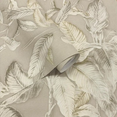 Papel Pintado Vinilo Hoja Palma Rasch Boho Neutro 571455 Salón Moderno Foto 1 de 4