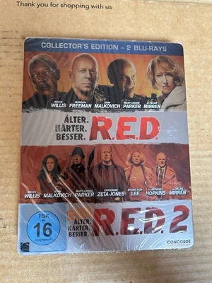 R.E.D & R.E.D 2 Reg Free Blu-ray STEELBOOK NEW & SEALED (RED AND RED 2) Rare ! - Image 1 of 4